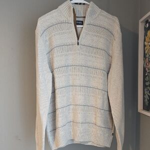 Chaps Quarter Zip Cream and Tan Knit Sweater
